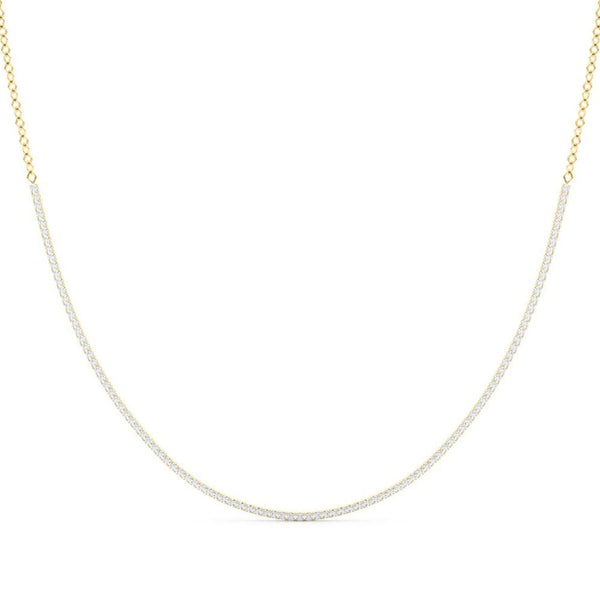 18K Solid Gold Half-Eternity Natural Diamond Bar Necklace