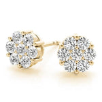 14K 0.5ct Natural Diamond Round Cut Cluster Stud Earrings