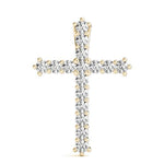 18K Solid Gold 16 Stone Natural Diamond Cross Pendant