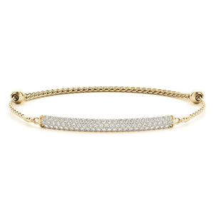 18K Solid Gold 0.75 Ct Natural Diamond Three-Row Bar Bracele