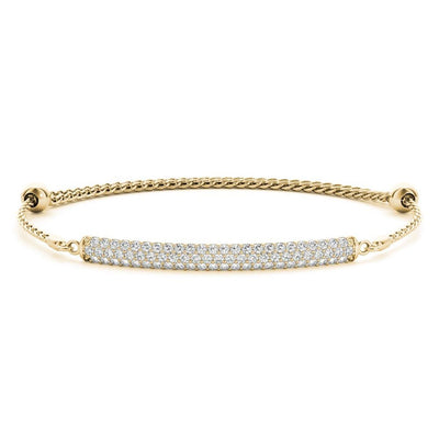 18K Solid Gold 0.75 Ct Natural Diamond Three-Row Bar Bracele