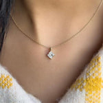 18k Solid Gold Natural Diamond Minimalist Solitaire Pendant Necklace - View 7 | Riyanika Jewels