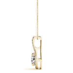 14K Natural Diamond Halo Pendant Necklace