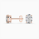 14K Natural Diamond Oval Cut Stud Earrings