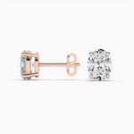 18k Solid Gold Oval Cut Natural Diamond Wedding Stud Earrings - Alternate Angle | Riyanika Jewels