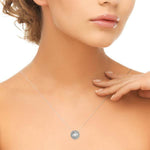 18K Solid Gold 1.15 CTW Natural Diamond Halo Pendant Necklace - Side View | Riyanika Jewels