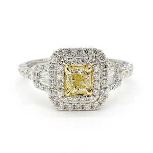 1.14ct Fancy Yellow Diamond Cushion Cut Cocktail Ring in 18K Solid Gold | Riyanika