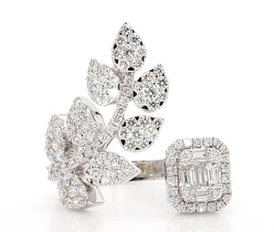 18K Solid Gold Baguette Lab Grown Diamond 1.40 Carat Cocktail Ring | Riyanika Jewels