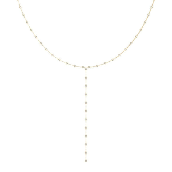 18K Solid Gold 2.625 CTW Natural Diamond Lariat Necklace