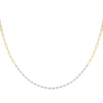 18K Solid Gold 0.75 CTW Natural Diamond Paperclip Chain Necklace