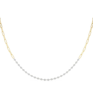 18K Solid Gold 0.75 CTW Natural Diamond Paperclip Chain Necklace