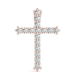 14K Solid Gold 16 Stone Natural Diamond Cross Pendant