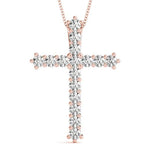 18K Solid Gold 16 Stone Lab Grown Diamond Cross Pendant - Close Up | Riyanika Jewels
