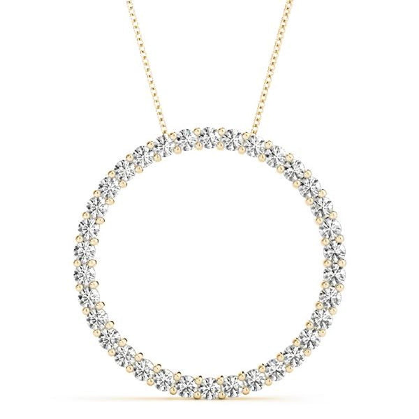 18K Solid Gold 1.00 CTW Natural Diamond Circle Pendant Necklace