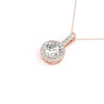 14K Natural Diamond Halo Pendant Necklace