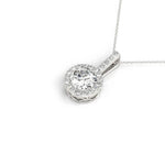 18K Gold Halo Lab Grown Diamond Pendant Necklace - View 7 | Riyanika Jewels