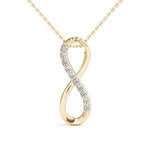18K Solid Gold Natural Diamond Infinity Pendant Necklace
