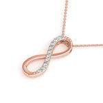 18K Solid Gold Natural Diamond Infinity Pendant Necklace - Side View | Riyanika Jewels