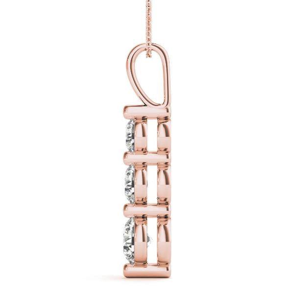 14K Natural Diamond Three Stone Pendant