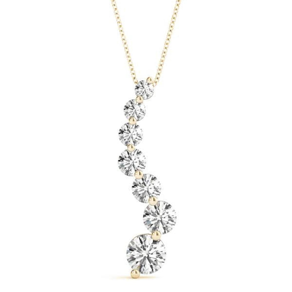 14K Solid Gold Graduated Journey Lab Grown Diamond Pendant Necklace