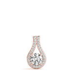 18K Solid Gold Teardrop Halo Natural Diamond Pendant Necklace - Close Up | Riyanika Jewels