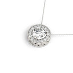 14K 1.15ct Natural Diamond Halo Pendant Necklace