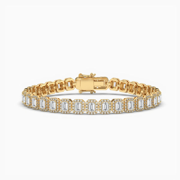 14K Natural Diamond Halo Bracelet