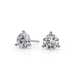 18K Solid Gold 1.00 CTW Natural Diamond Martini-Set Stud Earrings - Close Up | Riyanika Jewels