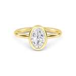 18K Solid Gold 1.00 Ct Oval Natural Diamond Engagement Ring Bezel Set