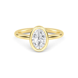 14K 1ct Natural Diamond Oval Cut Solitaire Engagement Ring