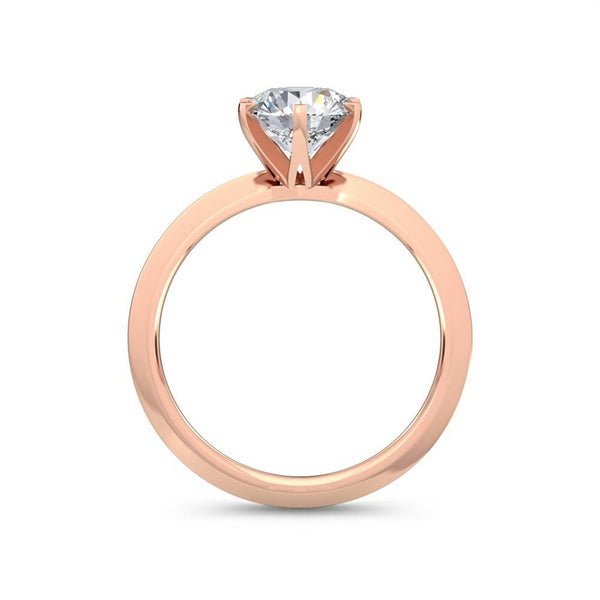 18K Solid Gold 1 Carat Round Cut Natural Diamond Solitaire Ring - Side View | Riyanika Jewels