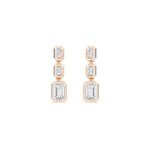 14K 3.15ct Natural Diamond Emerald Cut Bezel Drop Earrings