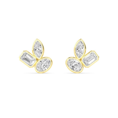 14K 2.06ct Natural Diamond Oval Cut Cluster Stud Earrings