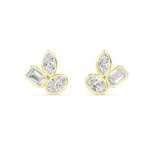14K 2.06ct Natural Diamond Oval Cut Cluster Stud Earrings
