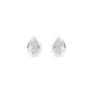 14K 1.12ct Natural Diamond Pear Cut Bezel Stud Earrings