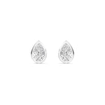 1.12ct Pear Cut Bezel Set Natural Diamond Stud Earrings in 18K Solid Gold