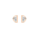 18K Solid Gold 0.34 Ct Lab Grown Diamond Half Moon Stud Earrings - Detail | Riyanika Jewels