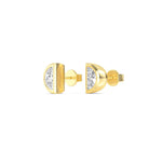 18K Solid Gold 0.34 Ct Lab Grown Diamond Half Moon Stud Earrings - Alternate Angle | Riyanika Jewels