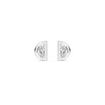 18K Solid Gold 0.34 Ct Natural Diamond Half Moon Stud Earrings