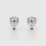 18K Solid Gold 1 CT Natural Diamond Pear-Cut Stud Earrings