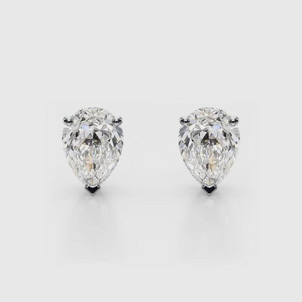 14K 1ct Natural Diamond Pear Cut Stud Earrings
