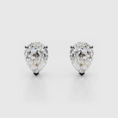 14K 1ct Natural Diamond Pear Cut Stud Earrings