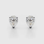 18K Solid Gold Natural Diamond Pear-Cut Stud Earrings - Close Up | Riyanika Jewels