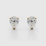 18K Solid Gold Natural Diamond Pear-Cut Stud Earrings