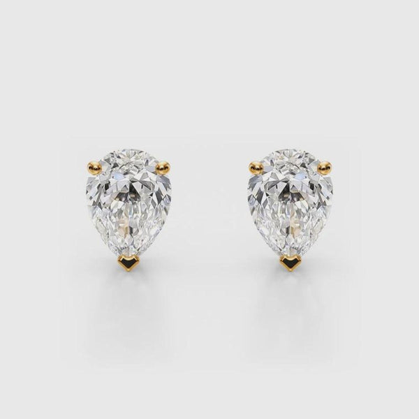 14K Lab Grown Diamond Pear Cut Stud Earrings
