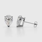 14K Natural Diamond Pear Cut Stud Earrings