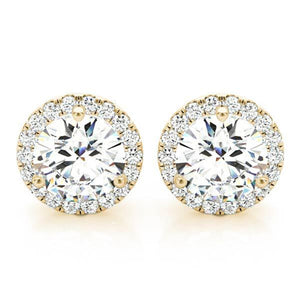 14K Lab Grown Diamond Round Cut Halo Stud Earrings