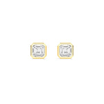 18K Solid Gold Bezel Set 1.01 Ct Asscher Cut Natural Diamond Stud Earrings - View 6