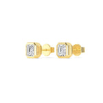 18K Solid Gold Bezel Set 1.01 Ct Asscher Cut Lab Grown Diamond Stud Earrings - Alternate Angle