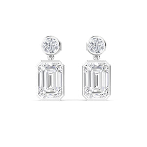 14K 2.32ct Emerald Round Cut Drop Earrings